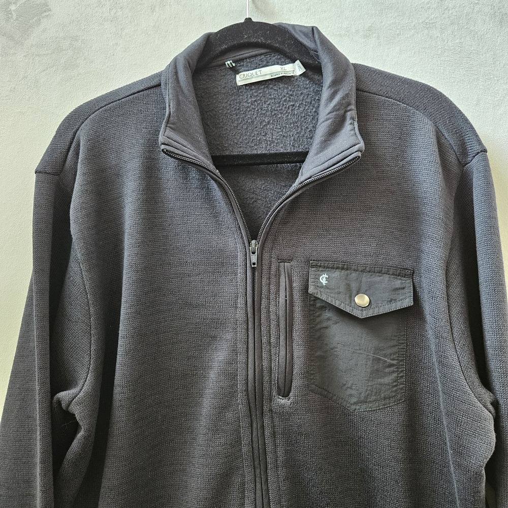 Criquet Sweater Jacket Men's XL Full Zip Navy Fleece Polyester Long Sleeve Golf - Picture 8 of 13